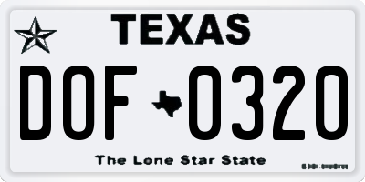 TX license plate DOF0320