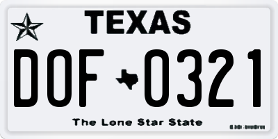 TX license plate DOF0321