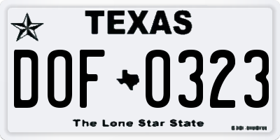 TX license plate DOF0323