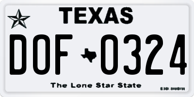 TX license plate DOF0324