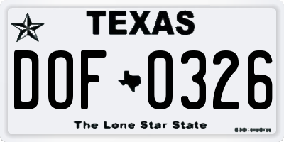TX license plate DOF0326