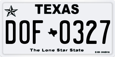 TX license plate DOF0327