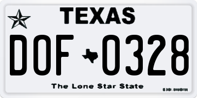 TX license plate DOF0328