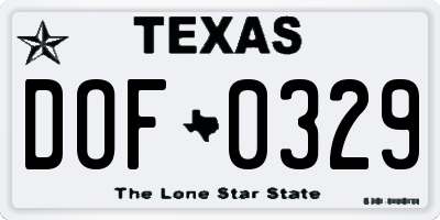 TX license plate DOF0329