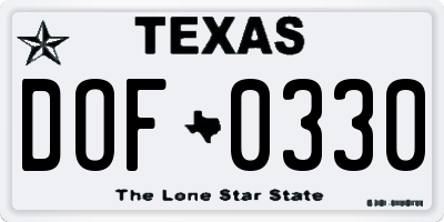 TX license plate DOF0330