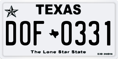 TX license plate DOF0331