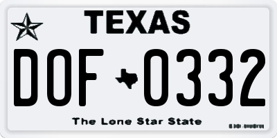 TX license plate DOF0332