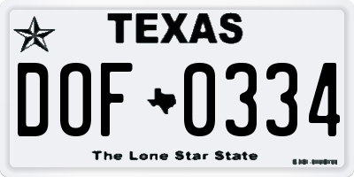 TX license plate DOF0334
