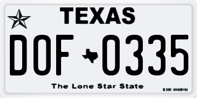TX license plate DOF0335