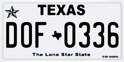 TX license plate DOF0336