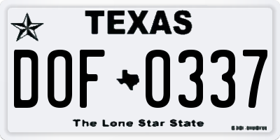 TX license plate DOF0337