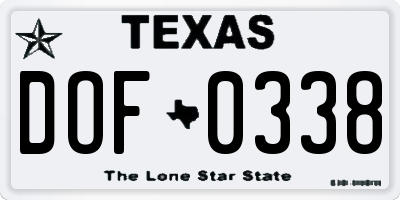 TX license plate DOF0338