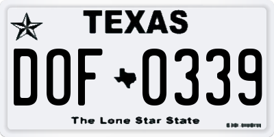 TX license plate DOF0339