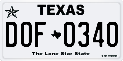 TX license plate DOF0340