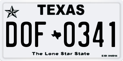 TX license plate DOF0341