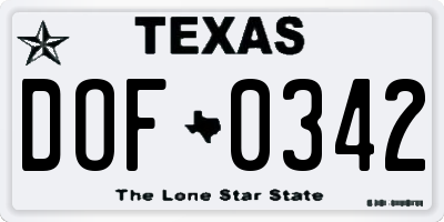 TX license plate DOF0342