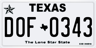TX license plate DOF0343