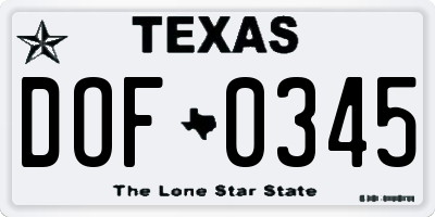 TX license plate DOF0345