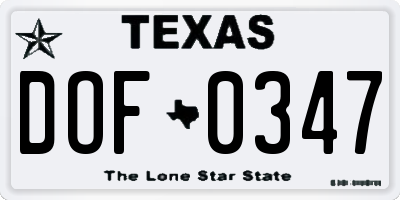 TX license plate DOF0347