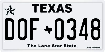 TX license plate DOF0348