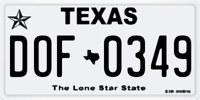 TX license plate DOF0349