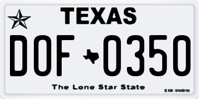 TX license plate DOF0350