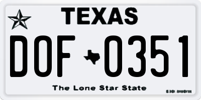 TX license plate DOF0351
