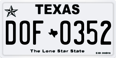 TX license plate DOF0352