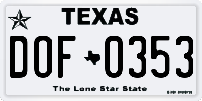 TX license plate DOF0353