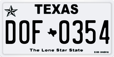 TX license plate DOF0354