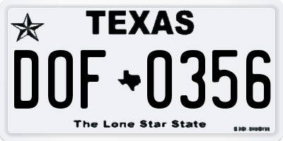 TX license plate DOF0356
