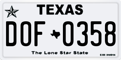 TX license plate DOF0358