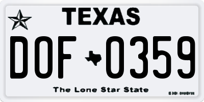 TX license plate DOF0359