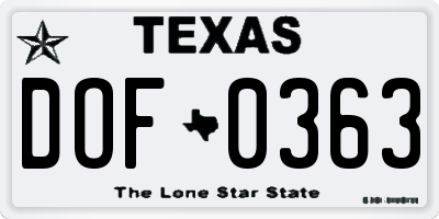 TX license plate DOF0363