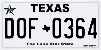 TX license plate DOF0364