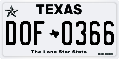 TX license plate DOF0366