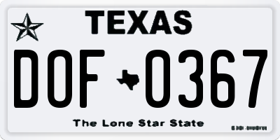 TX license plate DOF0367