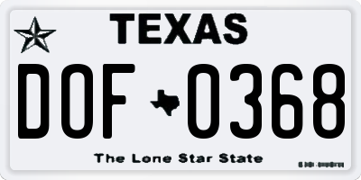 TX license plate DOF0368
