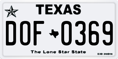 TX license plate DOF0369