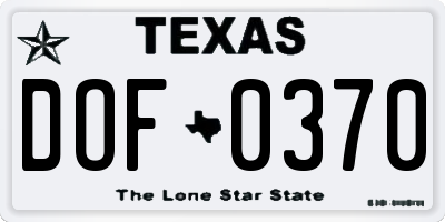 TX license plate DOF0370