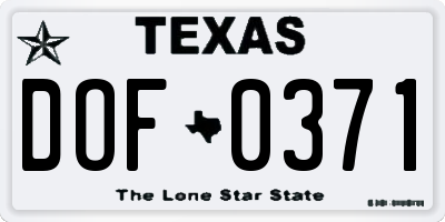 TX license plate DOF0371