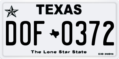 TX license plate DOF0372