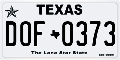 TX license plate DOF0373
