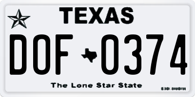 TX license plate DOF0374