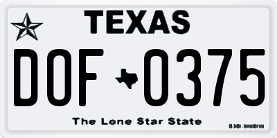 TX license plate DOF0375