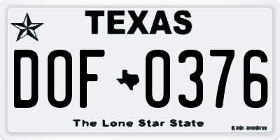 TX license plate DOF0376