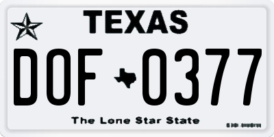 TX license plate DOF0377