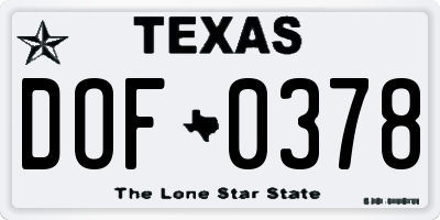 TX license plate DOF0378