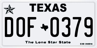 TX license plate DOF0379