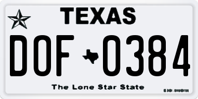 TX license plate DOF0384